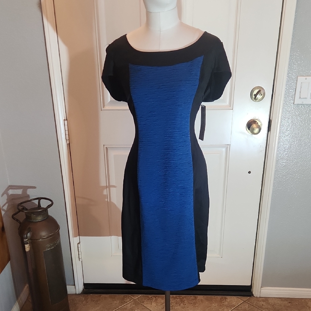 London Style Black and Blue Midi Dress